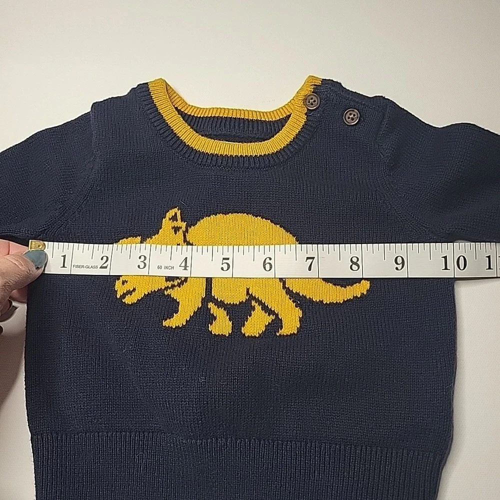 BABY GAP Crewneck Navy Blue Sweater‎ Boys Yellow Dinosaur Sweater Top Size 0-3mo